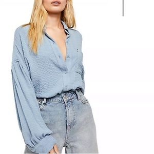 NWT Free People Hidden Valley ButtonDown Solid Top